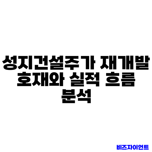 성지건설주가 재개발 호재와 실적 흐름 분석
