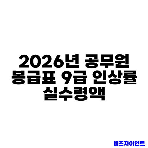 2026년 공무원 봉급표 9급 인상률 실수령액