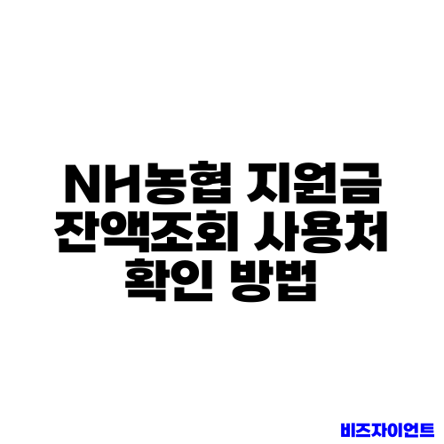NH농협 지원금 잔액조회 사용처 확인 방법